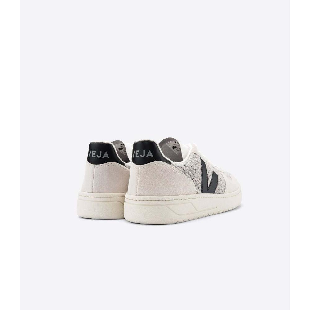 Veja V-10 FLANNEL Women's Sneakers White/Black | NZ 643ZUT